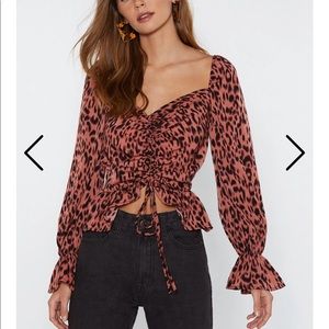 Nasty Gal Leopard Ruched Top